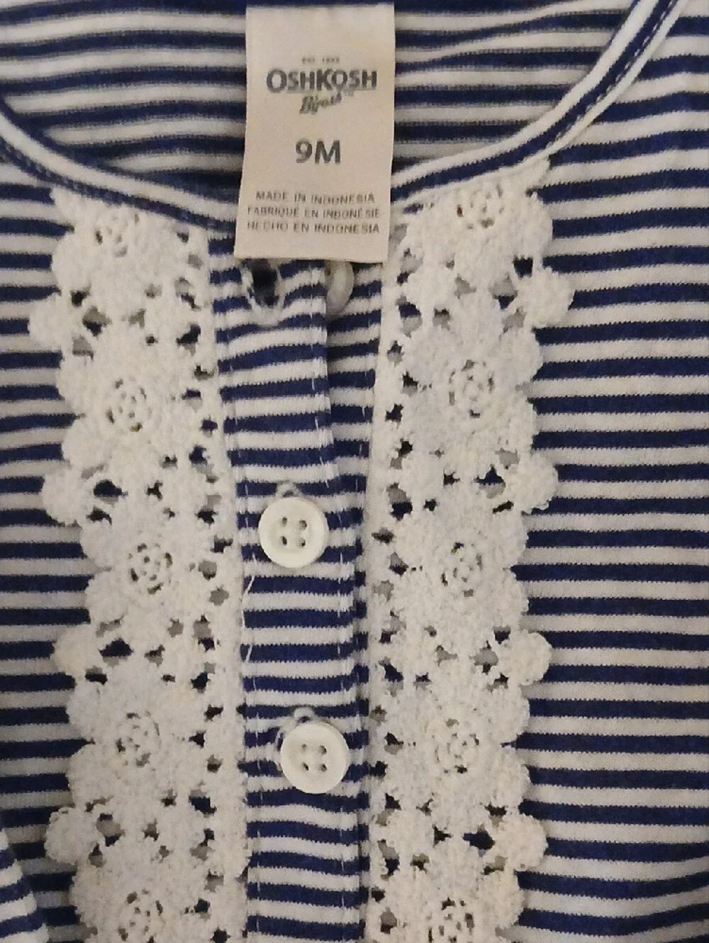 OshKosh B'gosh Navy Stripe Lace Henley Top with Light Pink Cardigan